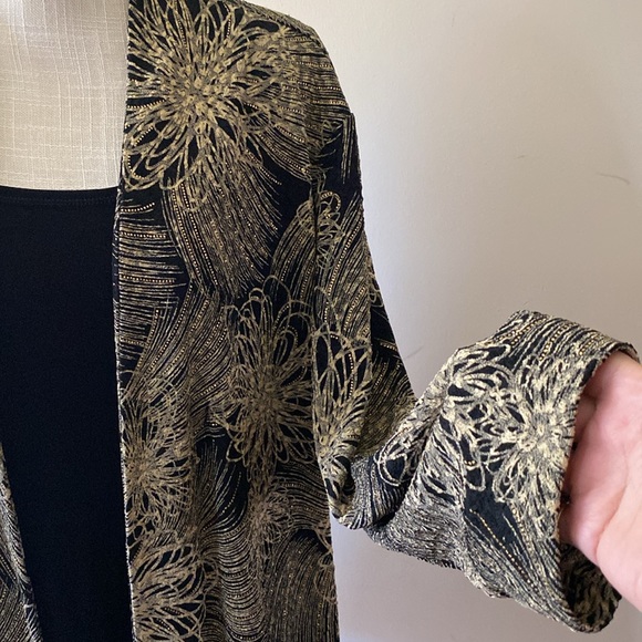 🌹JM Collection woman Jacket and Vest all in one black gold floral design sz 3X - Picture 4 of 13